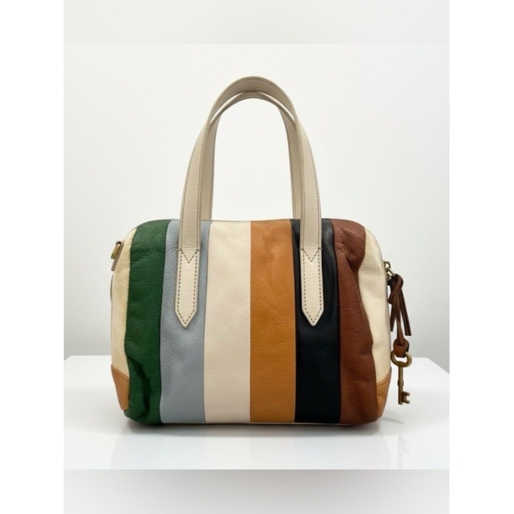 Fossil Sydney Satchel Patchwork Multicolor Retro Hippie Crossbody